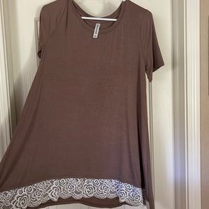 Brown Top with Bottom Lace